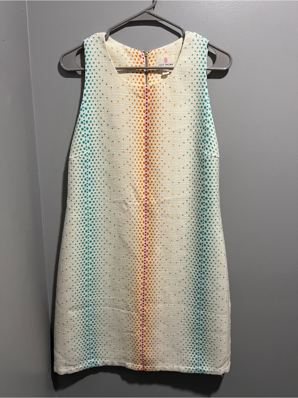 Julie Brown Dress with Teal and Gold Dot Gradient